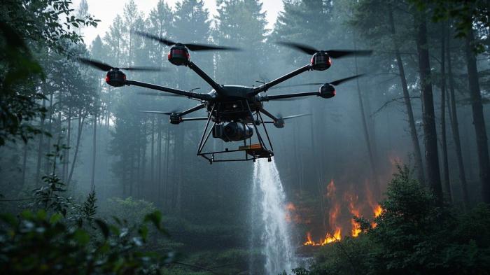 硬核科技改写防火史！湖北重载无人机80公斤水弹精准爆破悬崖火(图1)